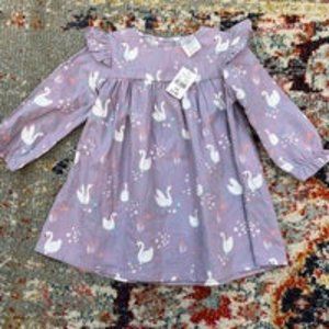 Swan Ruffle Long Sleeve Dress